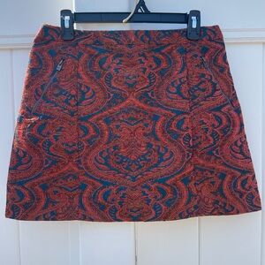 L Paisley Hollister Mini Skirt with Zipper Pockets